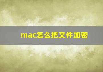 mac怎么把文件加密