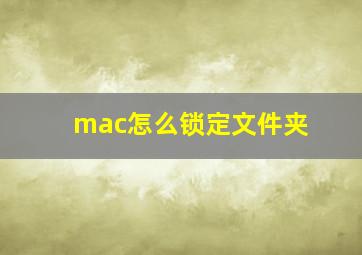 mac怎么锁定文件夹