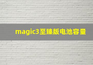 magic3至臻版电池容量