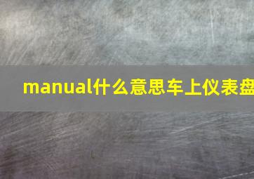 manual什么意思车上仪表盘