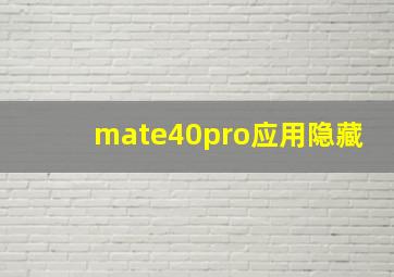 mate40pro应用隐藏