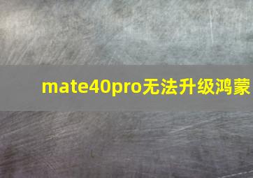 mate40pro无法升级鸿蒙