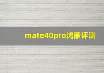 mate40pro鸿蒙评测