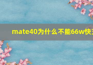 mate40为什么不能66w快充