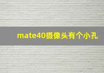 mate40摄像头有个小孔