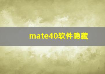 mate40软件隐藏