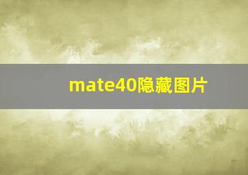 mate40隐藏图片