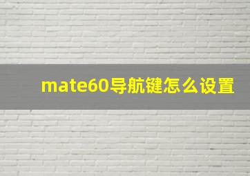 mate60导航键怎么设置