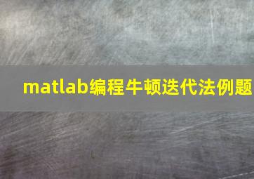 matlab编程牛顿迭代法例题