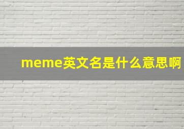 meme英文名是什么意思啊