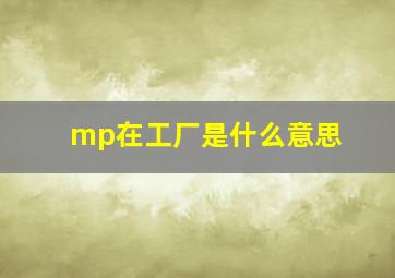 mp在工厂是什么意思