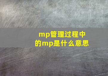 mp管理过程中的mp是什么意思