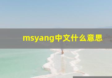 msyang中文什么意思