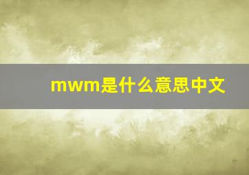 mwm是什么意思中文