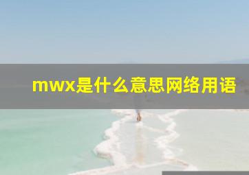 mwx是什么意思网络用语