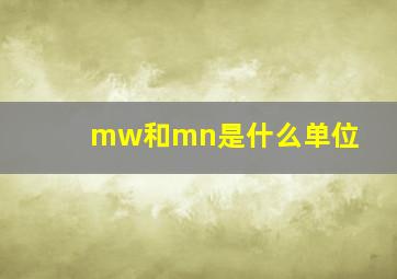 mw和mn是什么单位