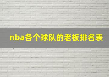 nba各个球队的老板排名表