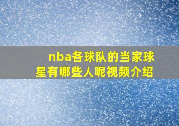 nba各球队的当家球星有哪些人呢视频介绍