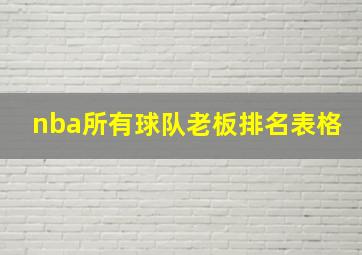 nba所有球队老板排名表格