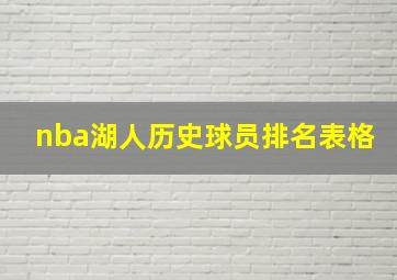 nba湖人历史球员排名表格