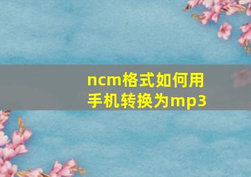 ncm格式如何用手机转换为mp3