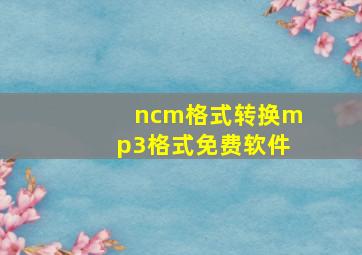 ncm格式转换mp3格式免费软件