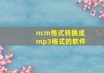 ncm格式转换成mp3格式的软件