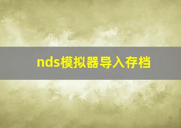 nds模拟器导入存档