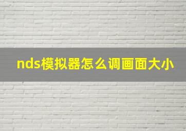 nds模拟器怎么调画面大小