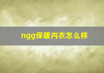 ngg保暖内衣怎么样