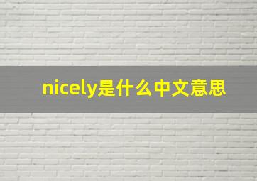 nicely是什么中文意思