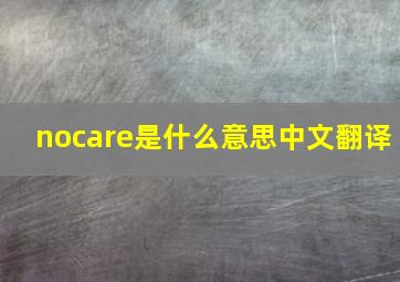 nocare是什么意思中文翻译