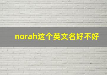 norah这个英文名好不好