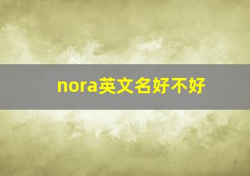 nora英文名好不好