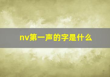 nv第一声的字是什么