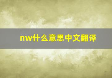 nw什么意思中文翻译