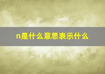 n是什么意思表示什么