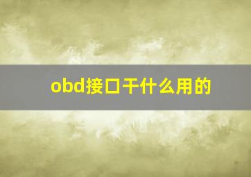 obd接口干什么用的