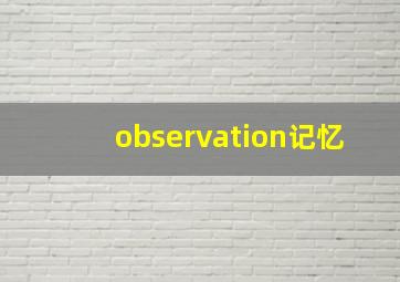 observation记忆