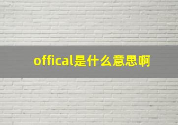 offical是什么意思啊