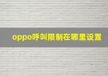 oppo呼叫限制在哪里设置