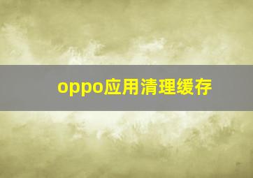 oppo应用清理缓存