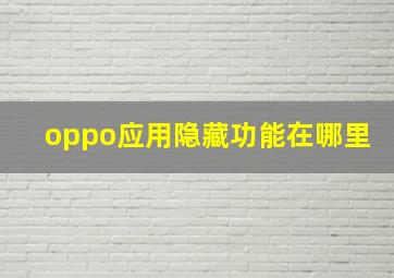 oppo应用隐藏功能在哪里