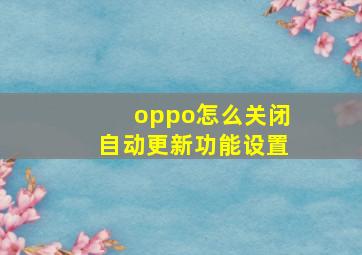 oppo怎么关闭自动更新功能设置