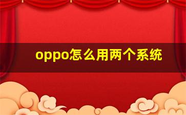 oppo怎么用两个系统