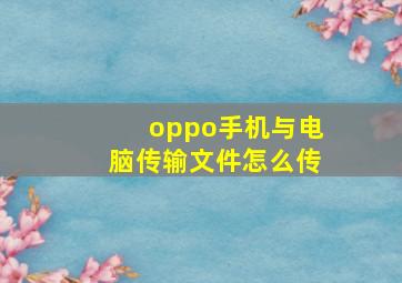 oppo手机与电脑传输文件怎么传