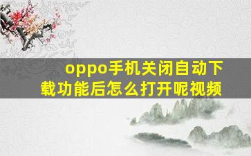 oppo手机关闭自动下载功能后怎么打开呢视频