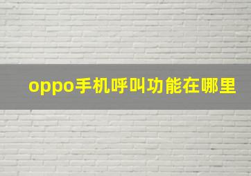 oppo手机呼叫功能在哪里