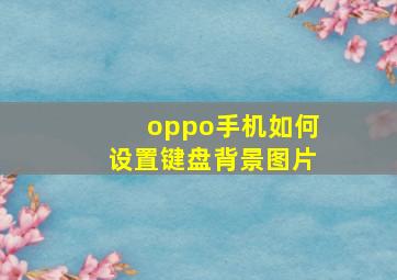 oppo手机如何设置键盘背景图片