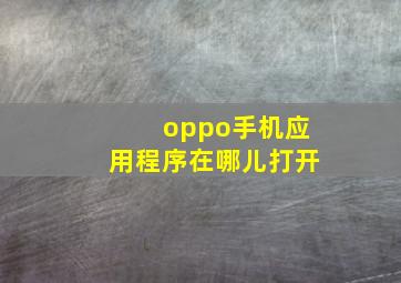 oppo手机应用程序在哪儿打开